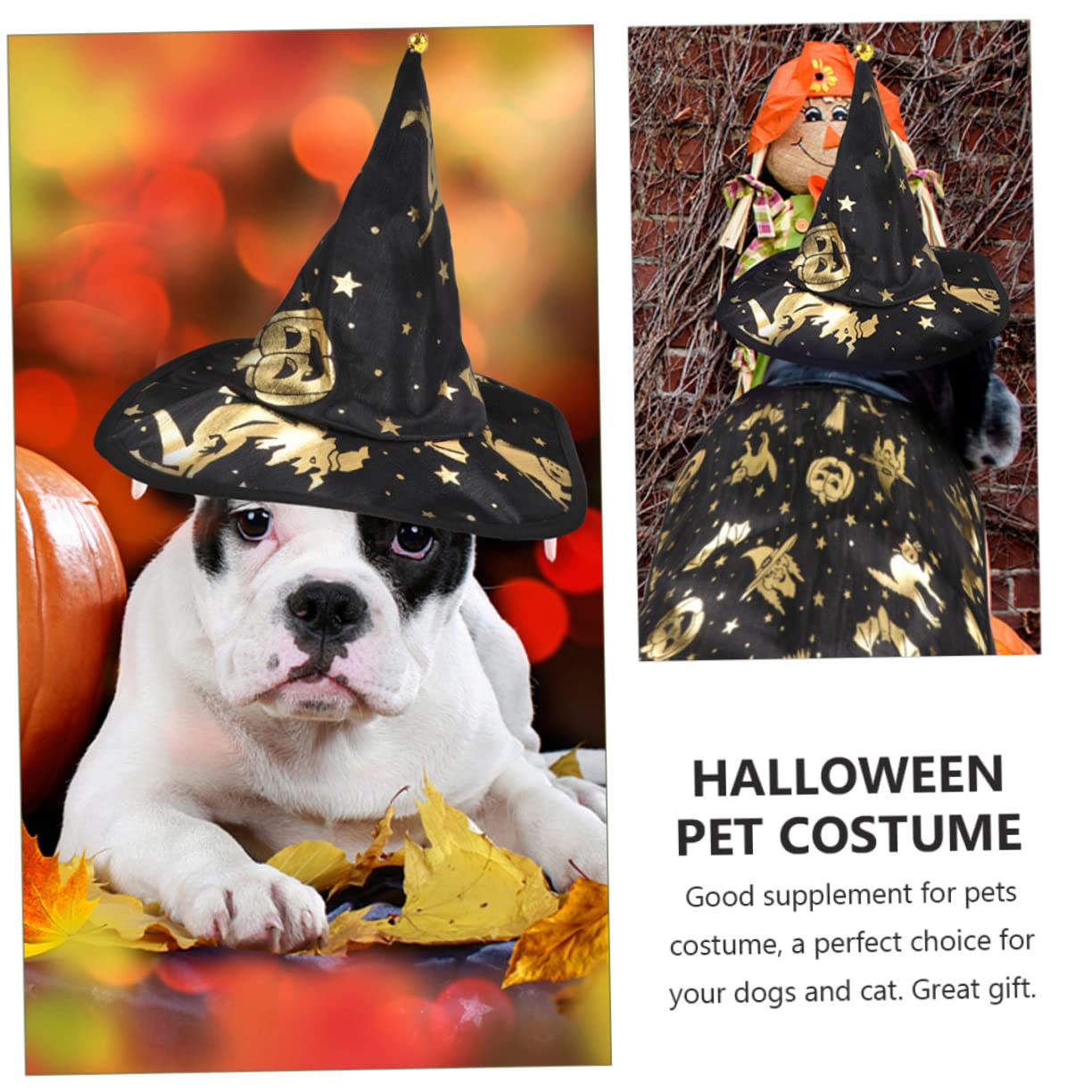 BESPORTBLE 5sets Costume Per Animali Domestici Con Cappello Da Stregone Set Chic Per Halloween Accessori Cosplay Per Cani e Gatti Materiale Leggero e Comodo Facile Da Indossare Per Festività