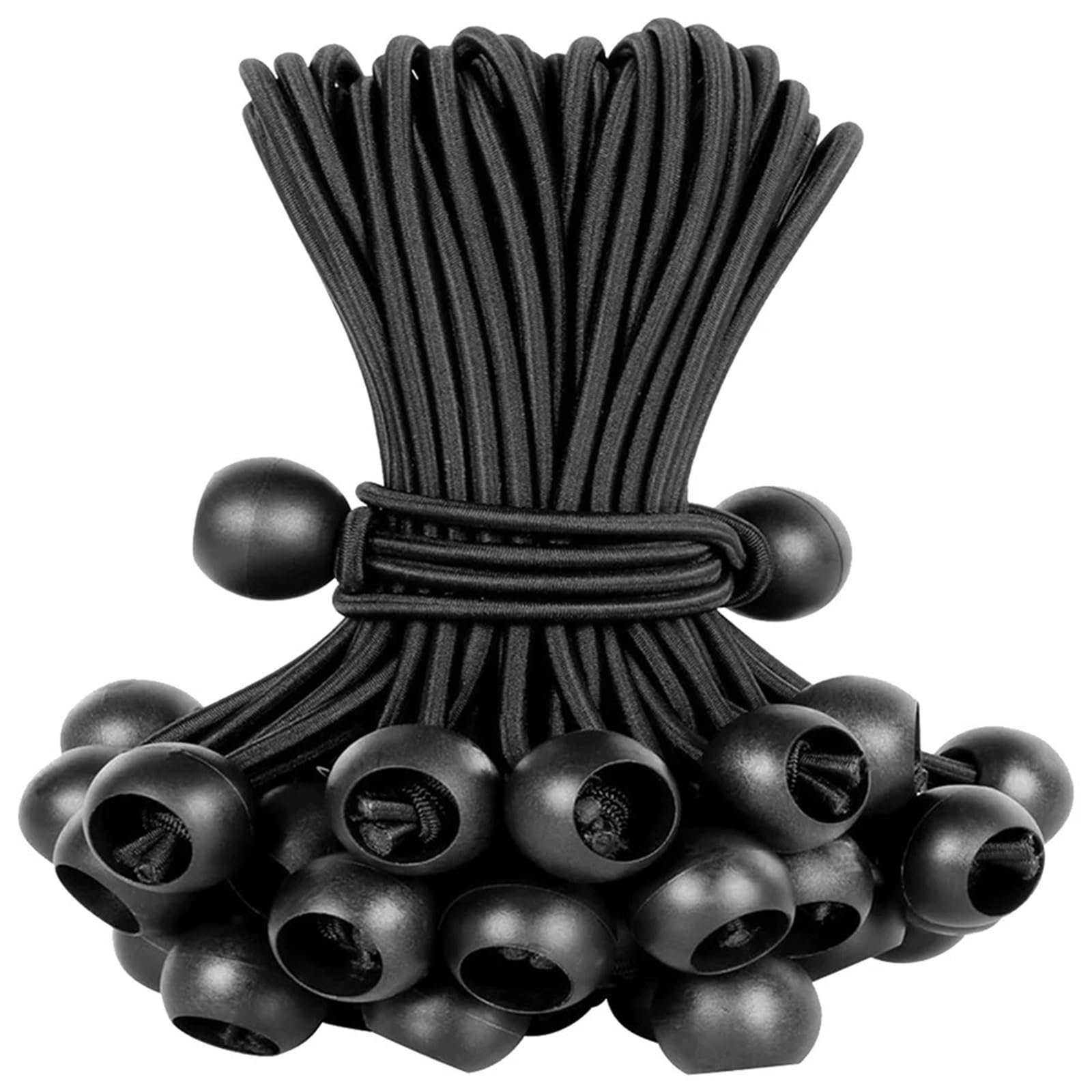 Ball Bungee Cord 50pcs Bungee Ball with Elastic String Ties Elastic Rope Lace Fixed(Black 50pcs)