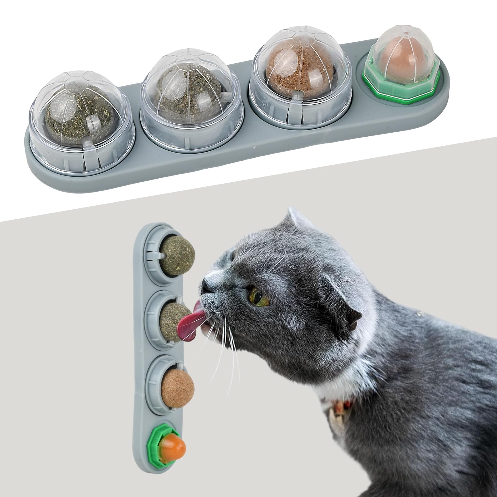 4 Pack Catnip Ball Cat Balls Rotating Kitten Lick Toys Edible Catnip Balls Catnip Wall Ball Cat Toys Playing