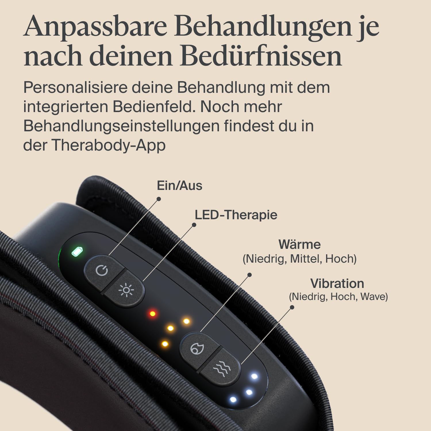 TheraGun ThermBack LED von Therabody - 4-in-1 Rückenbandage mit Wärme-, Ferninfrarot, Vibration und LED-Lichttherapien für schnelle Linderung von Schmerzen im unteren Rücken