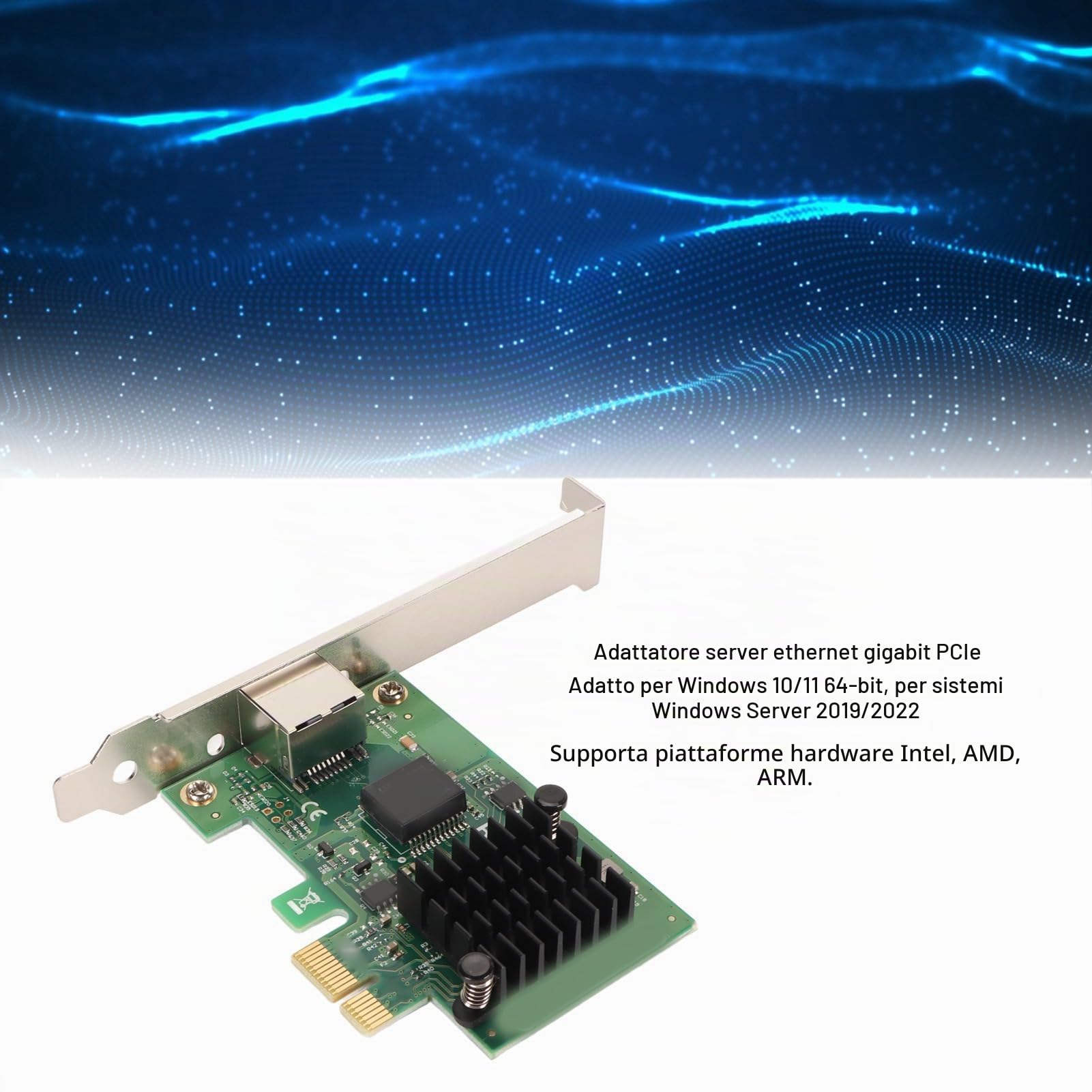 Adattatore di Rete Ethernet I226 T1 PCIe X1 2.5G, Scheda Server PCIe con Porta RJ45, Adattatore Server Gigabit Ethernet