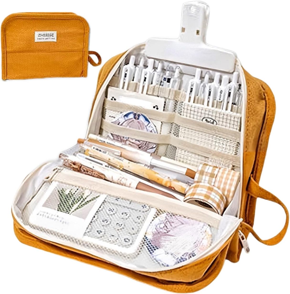 AuraGlor Large Capacity Pencil Case 9 Compartments for Students & Adults (Orange)