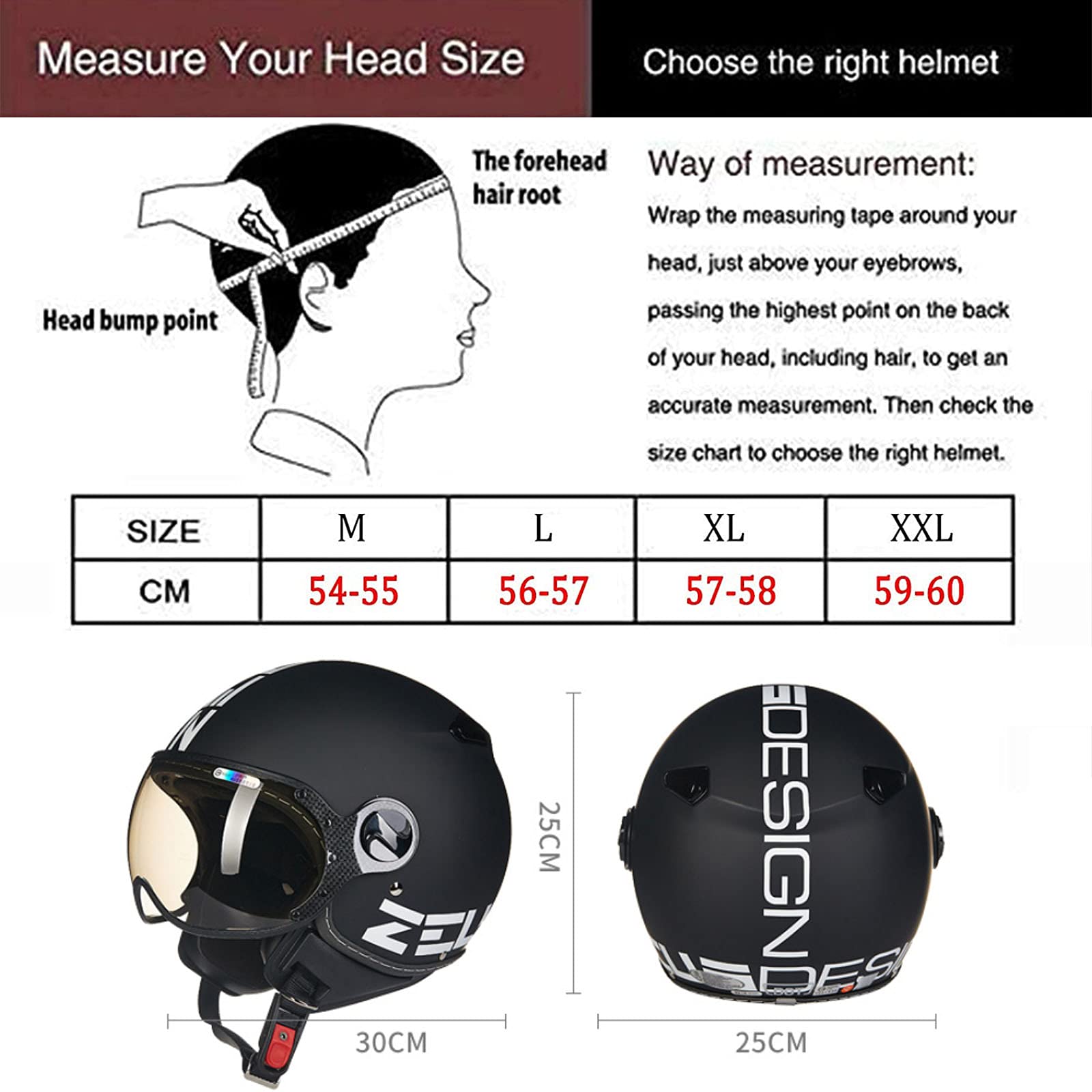 Casco Moto 3/4 Aperto Retrò Jet Con Visiera - Casco Unisex Vintage Per Scooter E Ciclomotore - Omologato DOT/ECE - Bianco Opaco, Taglia XXL