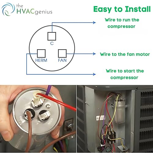 Miniatura 4 de 45+5 uf MFD 370/440 V Condensador redondo de doble ejecución 45/5/440R para HVAC, aire acondicionado, bombas de piscina y hornos