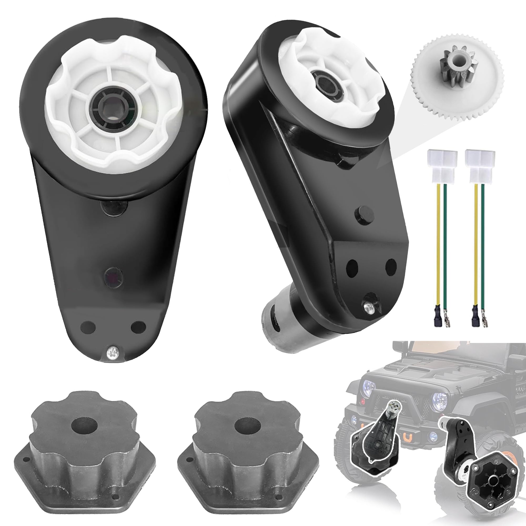 2PCS 12 Volt RS550 40000 RPM High-Speed Motor Gearbox for Power Wheels Motor Upgrade,Pair of 12V Motors Engine for Ride-On Replacement Parts,2 Free Coupler (Blck Coupler)