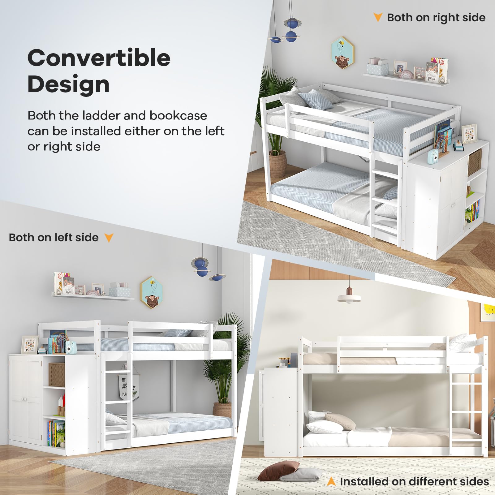 Amazon.com: KOTEK Twin Over Twin Bunk Bed with Storage Cabinet