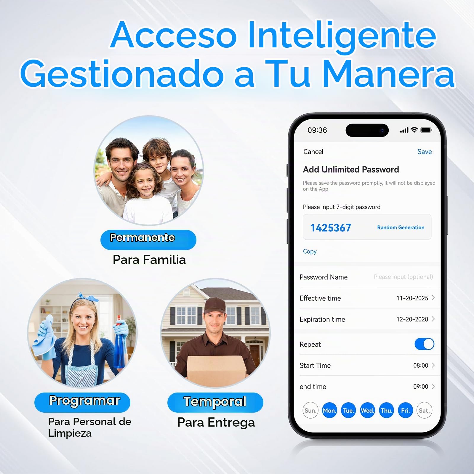 Cerradura Inteligente con Reconocimiento de Palma y Facial, Huella Dactilar | Cerradura Electrónica, Acceso Sin Llaves, Control vía App, Autobloqueo, Timbre, Teclado Táctil y Cerrojo Interior