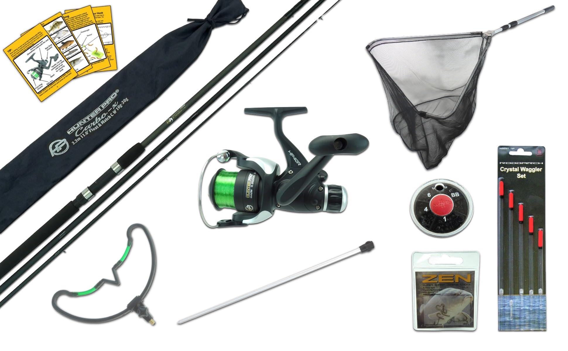 Hunter Pro 11ft Carbon Coarse Fishing Kit: Match Rod, Reel & Landing Net