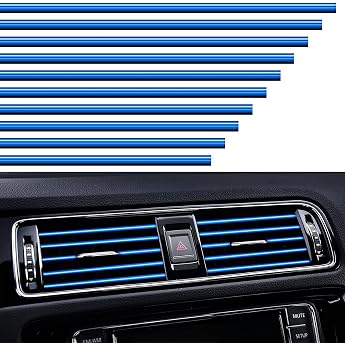 VICDUEKG Pack of 10 Car Air Vent Decoration 20 cm Car Styling Trim DIY Ventilation Grille Interior Strips Car Accessories Interior for Most Air Vents Blue