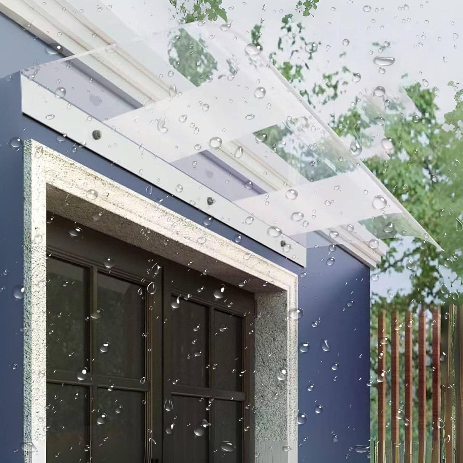 Heavy Duty Polycarbonate Door Canopy โ Modern Porch Rain Shelter, Outdoor Window Awning with UV & Snow Protection