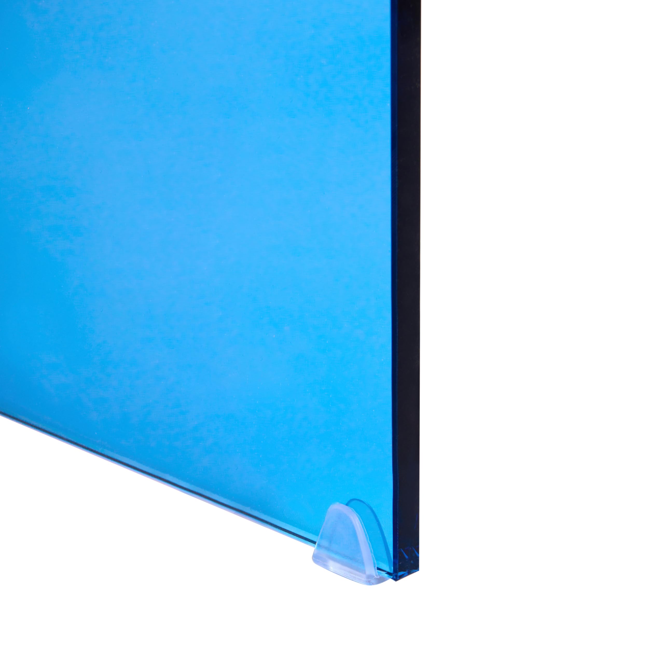 Minimalistyczna konsola hartowane przezroczyste stolik 90x30 cm niebieska szkło Kendall