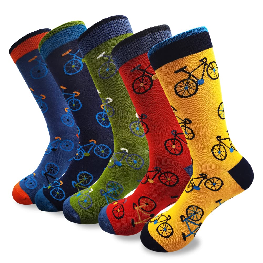 Lavencious Mens Bamboo Mid-Calf Cycling Sports and Dress Socks for Men Shoe Size 7-12, Sock Size 10-13 7-12 Bicycle