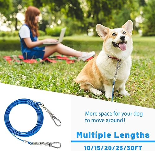 Miniatura 8 de Cable de amarre para perros  1015202530 pies resistente para perros grandes de hasta 250 libras  rosa rosado, azul, morado, plata, rojo, verde,