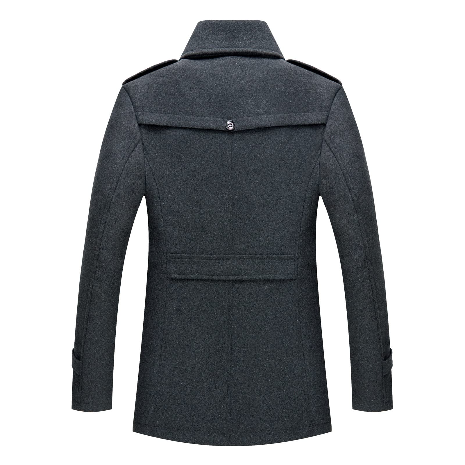 Sunnyuk Mantel Herren Lange Jacke Slim Fit Casual Wollmantel Wintermantel Kerbkragen mit Knopfleiste Trenchcoat Herrenmantel Winter Warme Oberbekleidung Schwarz Einreiher Business Outfit Coat