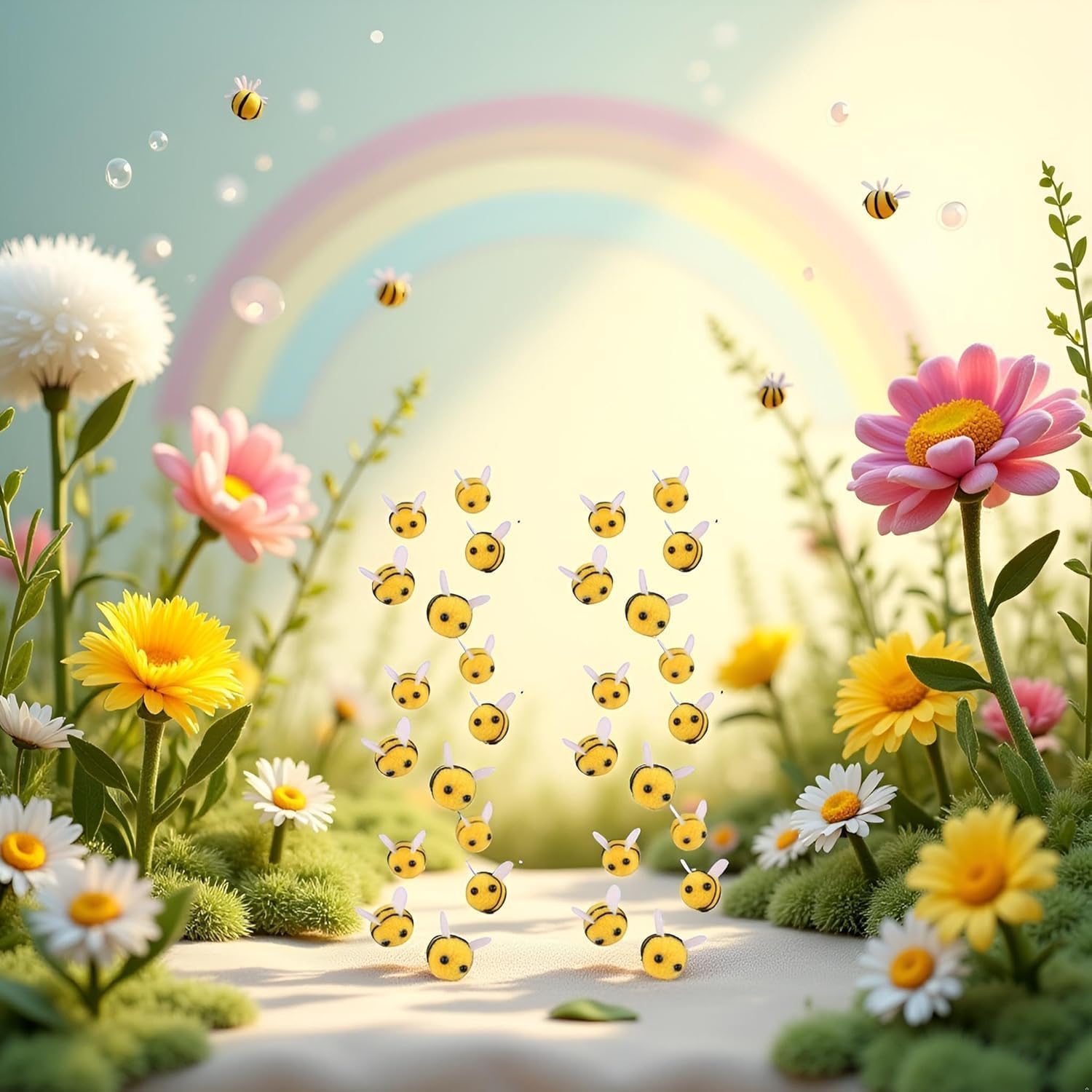 SelHeng 30 Pcs Felt Bees for Crafts Cute Pom Pom Bees Small Felt Craft Balls Mini Bees Figures for Decorations DIY Supplies Felt Applique Kits