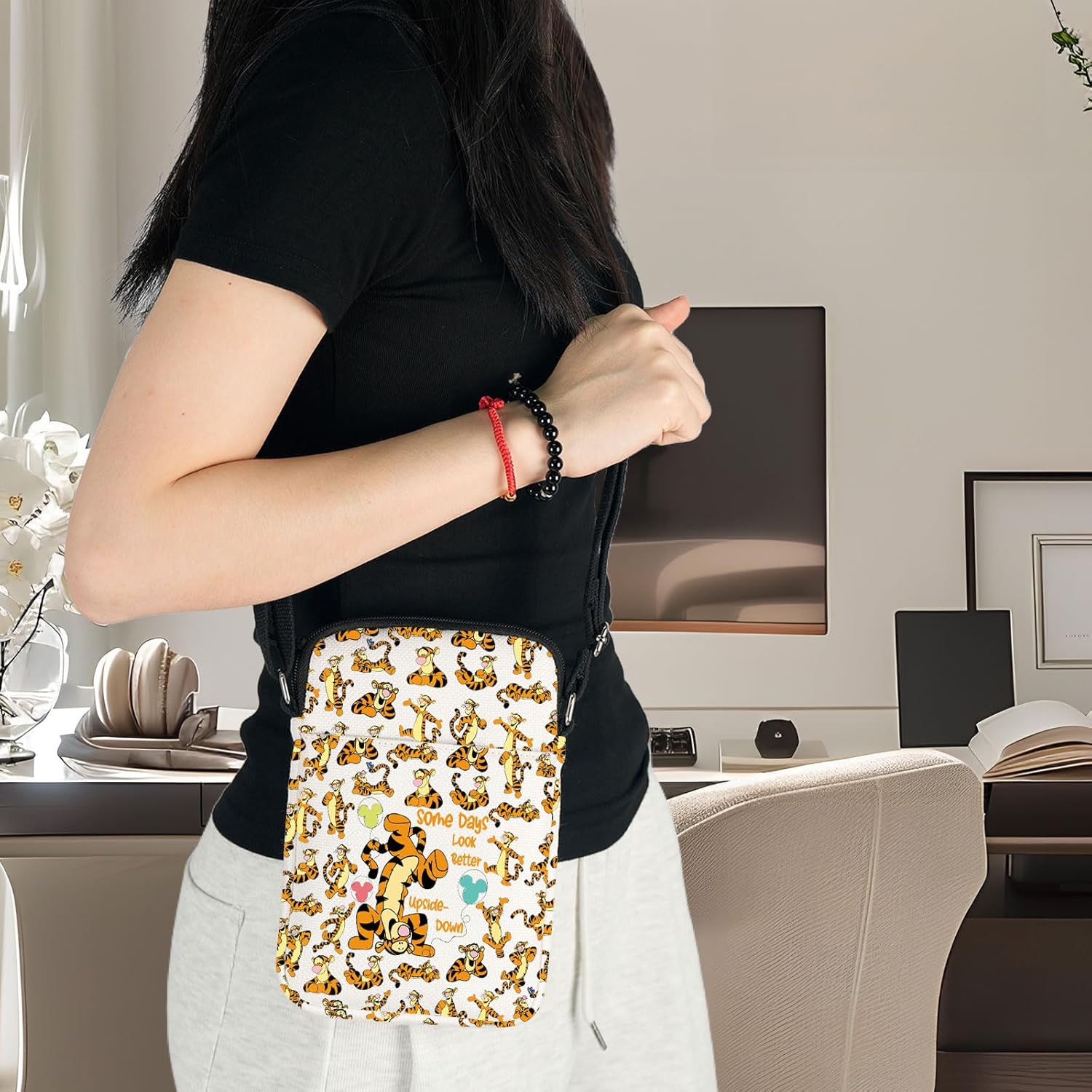 WZMPA Funny Tiger Crossbody Bag Tigers Inspired Gift Some Days Look Better Upside Adjustable Strap Bag Tiger Merchandise - Image 7