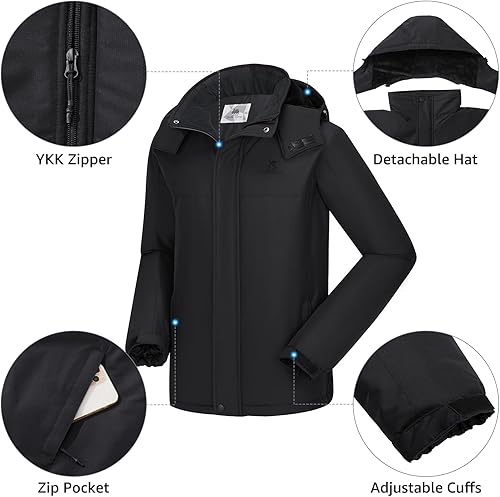 Miniatura 4 de GOLDEN CAMEL Chaqueta de esquí de invierno para hombre, abrigos de nieve de montaña, capucha desmontable, resistente al viento, chaquetas de lluvia