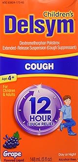 12 Hour Cough Relief Alcohol Free Grape Flavored Liquid Cough Suppressant, 5 Fl Oz (Pack of 2)
