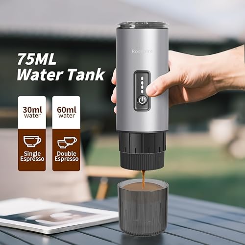 Miniatura 4 de Cafetera de café espresso portátil de acero inoxidable  Batería recargable de 7500 mAh  Autocalentamiento de 20 bar con USB-C  Funciona con la