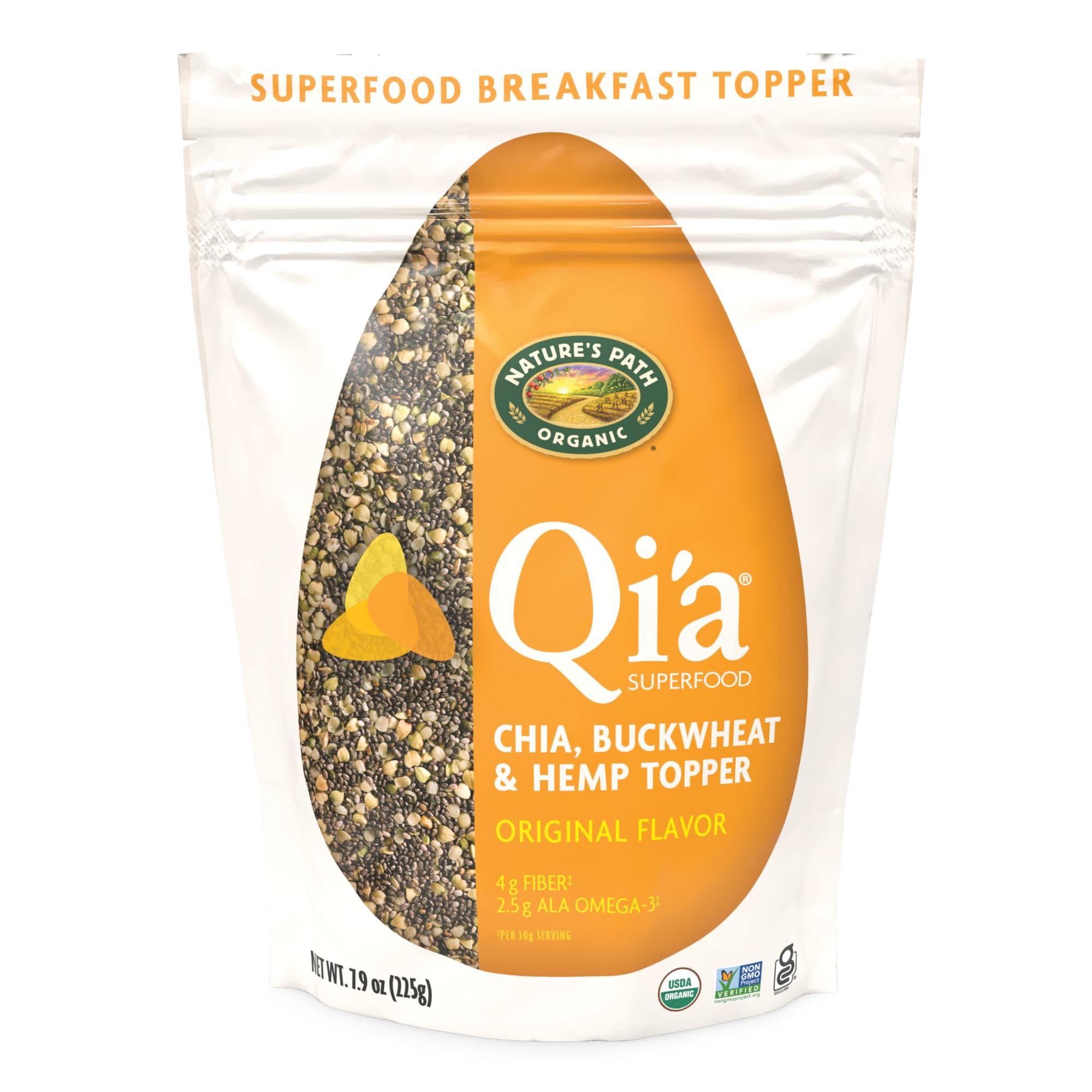 Nature's Path Organic Qi'a Original Chia, Buckwheat & Hemp Superfood Breakfast Topper Cereal, 7.9 oz (Pack of 1), Gluten Free, Non-GMO