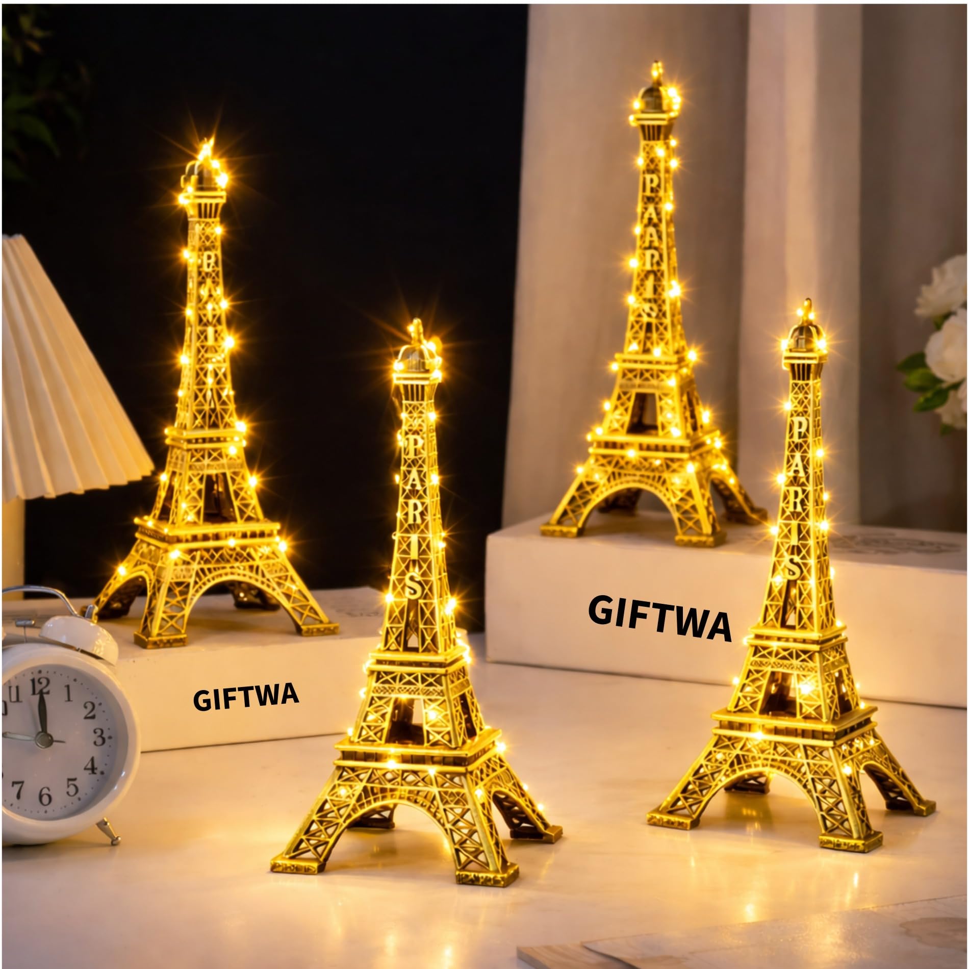 LED Eiffel Tower Metal Showpiece – Paris Landmark Decorative Miniature with Warm Light | Antique Finish Table Décor for Home, Office & Gifting-image-29