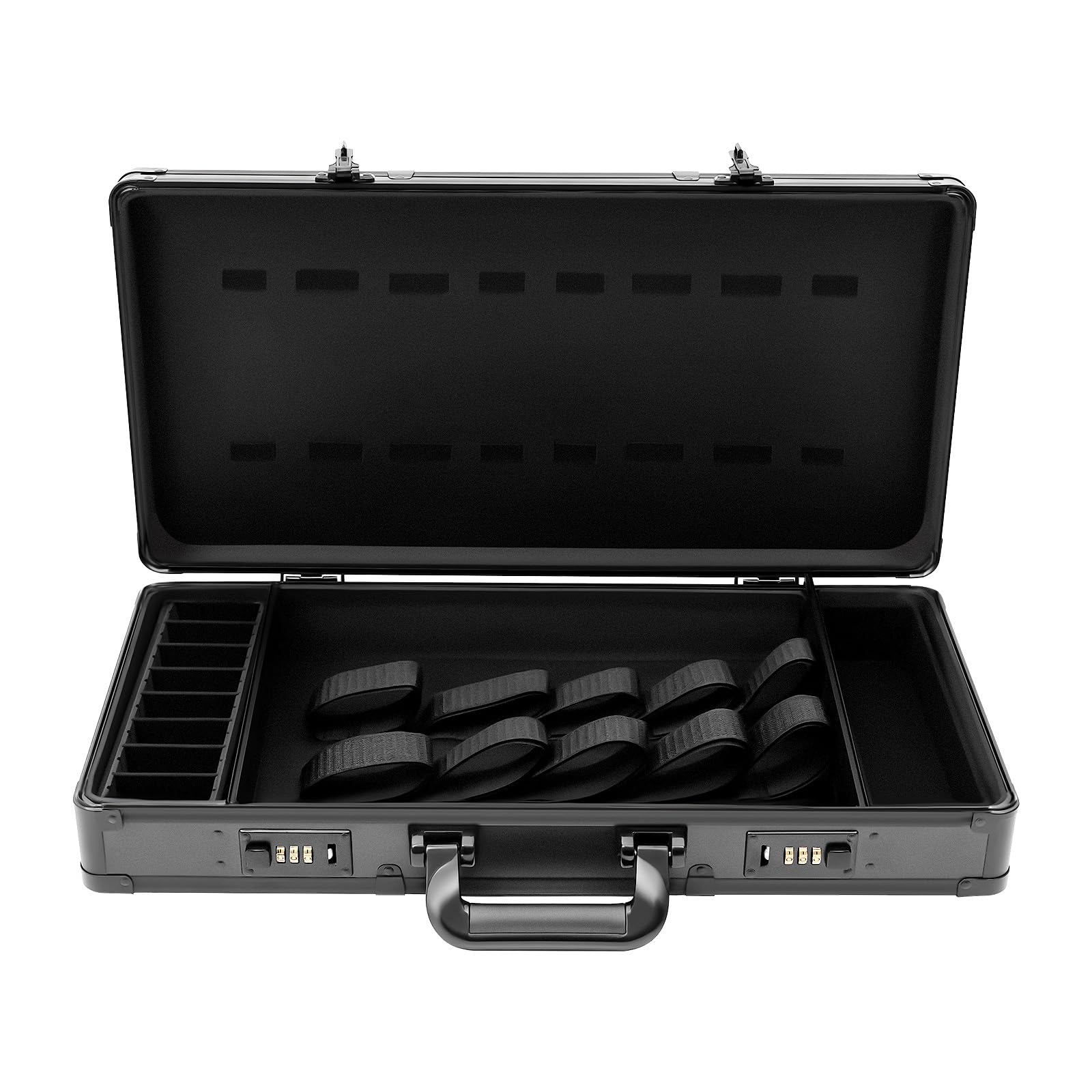 Barber Accessories Case, Professional Barber Supplies Case for Clippers and Supplies, Hair Scissors & Trimmer Organizer with Handle, Secure Code Lock, Portable Barber Suitcase (Black)
