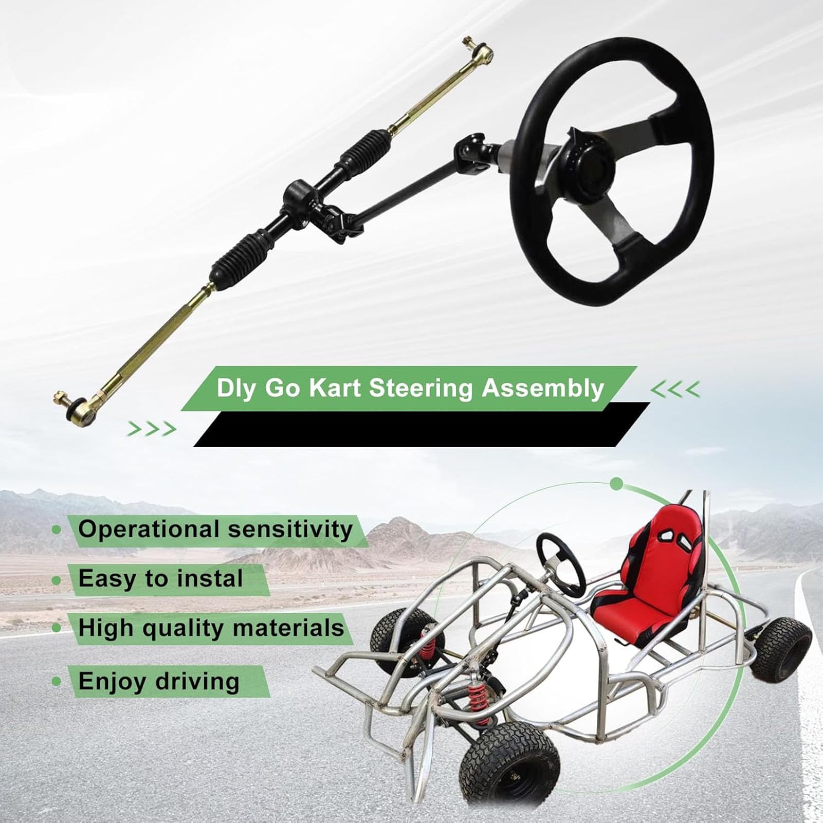 aqxreight Zestaw Kierownicy 270 Mm, wał Kierownicy 380 Mm, Zębatka 440