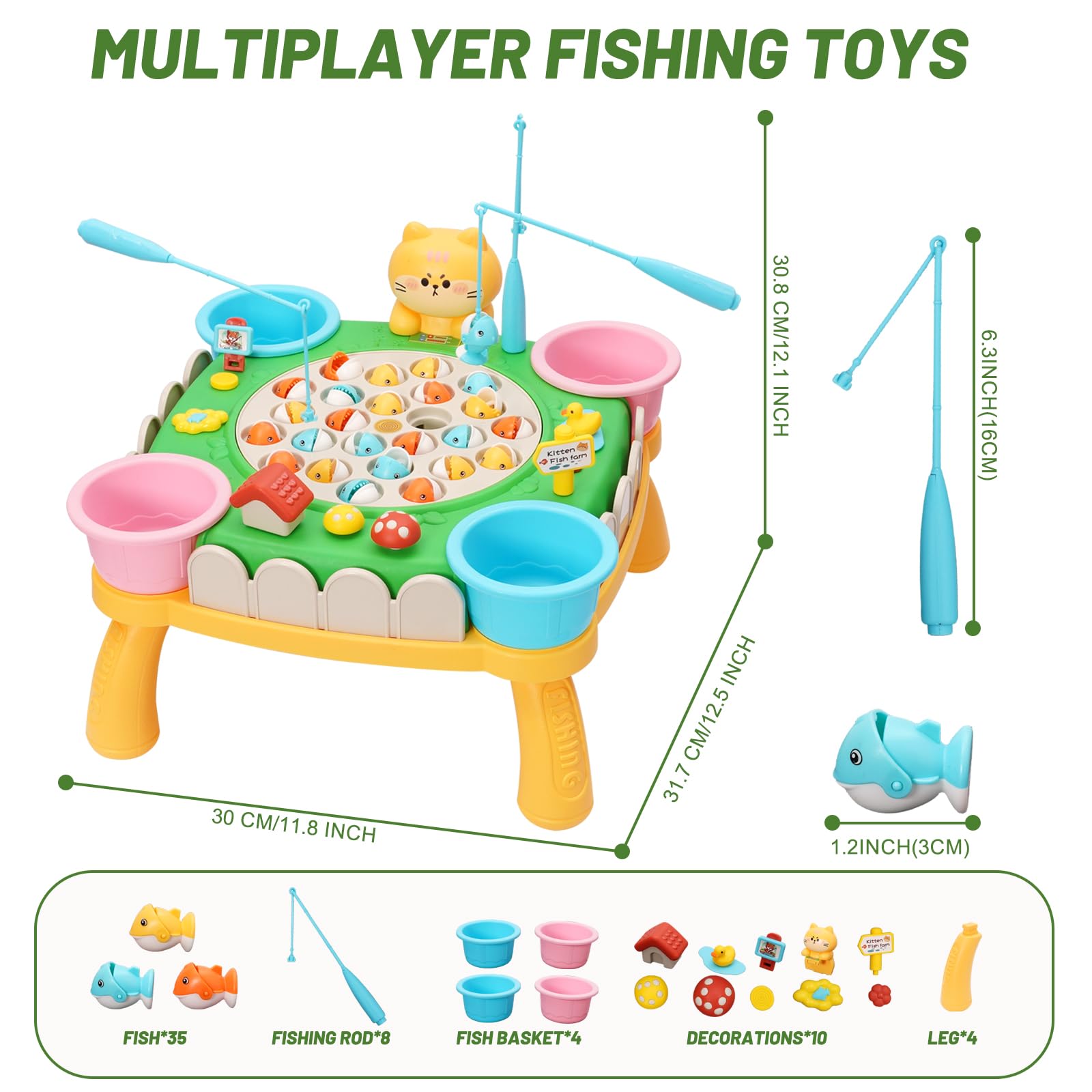 Gioco Pesca Bambini con 35 Pesciolini e 8 Canna da Pesca, Musicale Gioco Pesca Pesci, Montessori Giochi Educativo Interattivi Regalo per Ragazzo Ragazza 3 4 5 6 Anni