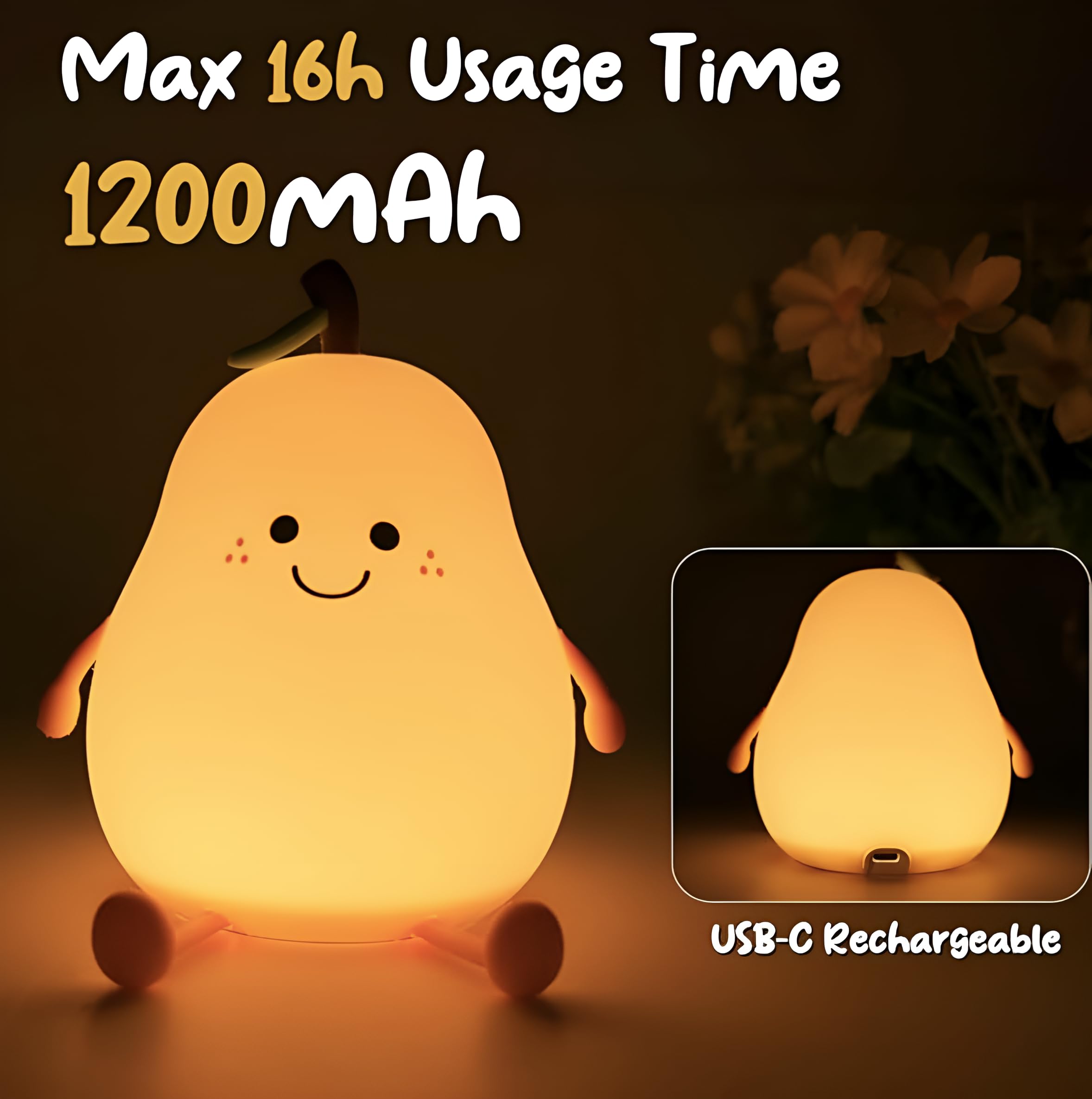 Veilleuse LED En Forme De Poire En Silicone Spongieuse