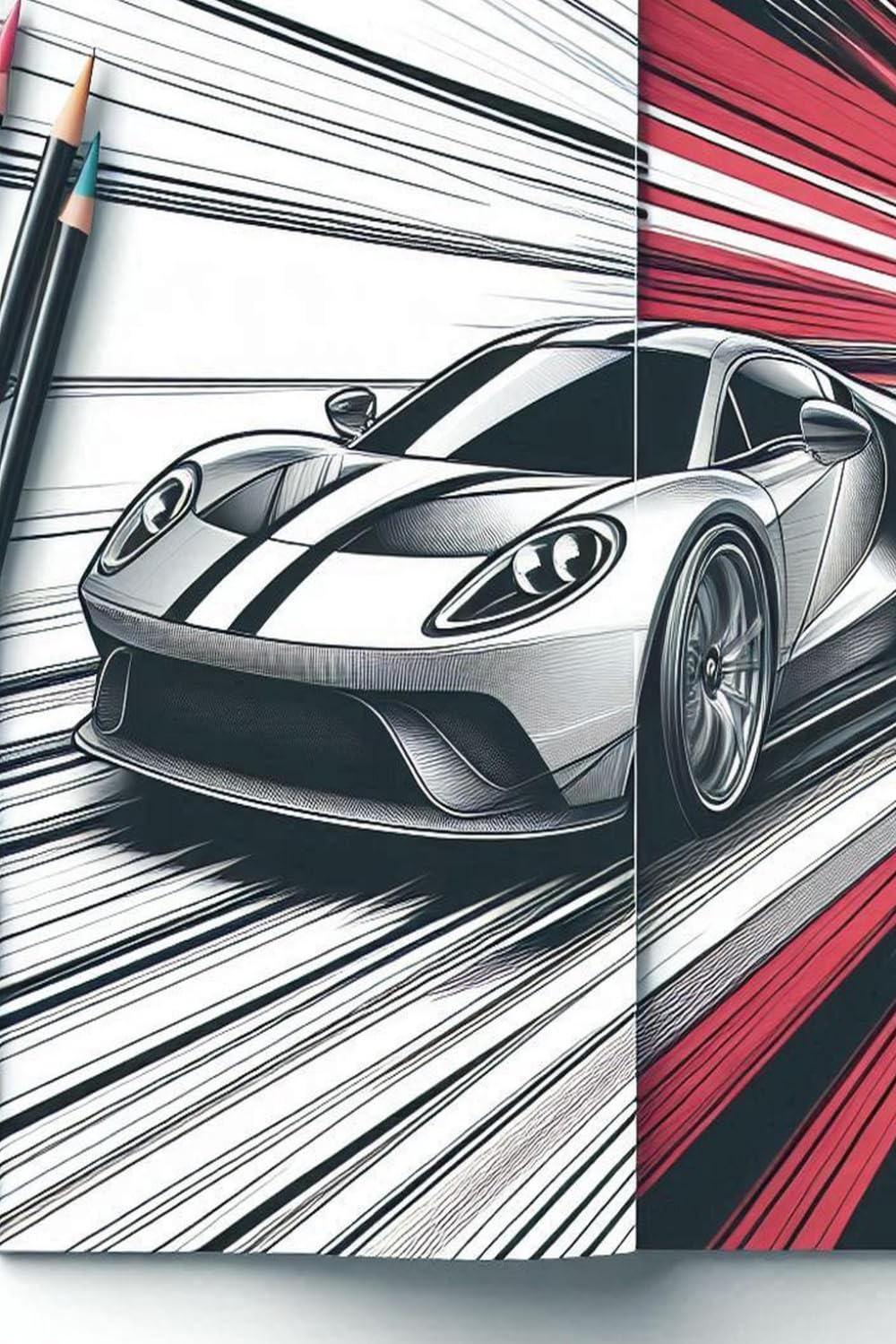 Coloriage Voitures de Sport: 50 dessins à colorier