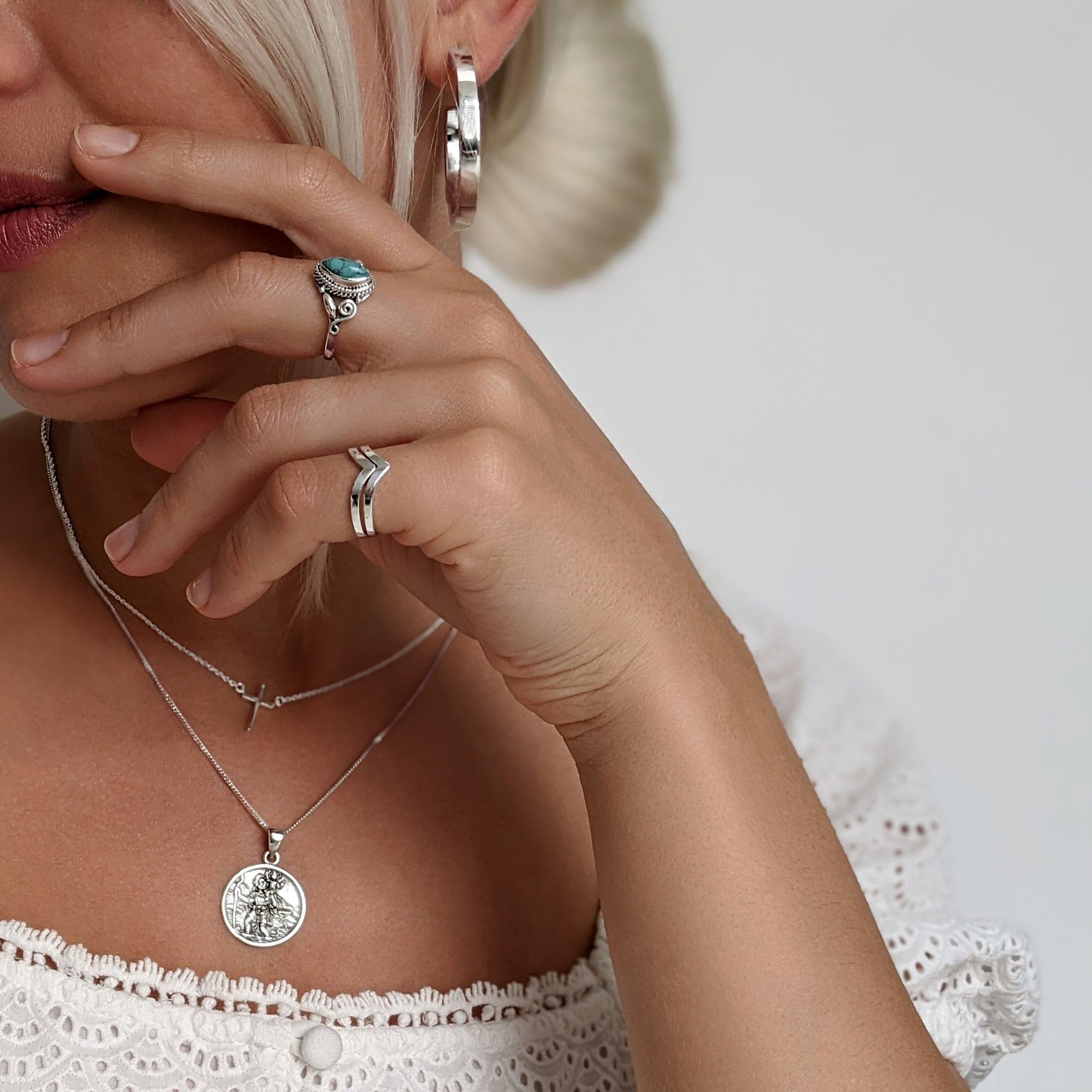 81stgeneration Anello in Argento Sterling con Filigrana e Turchese Marquise in Stile Vintage | Anello Solitario Indiano con Pietra Blu-verde in Argento 925