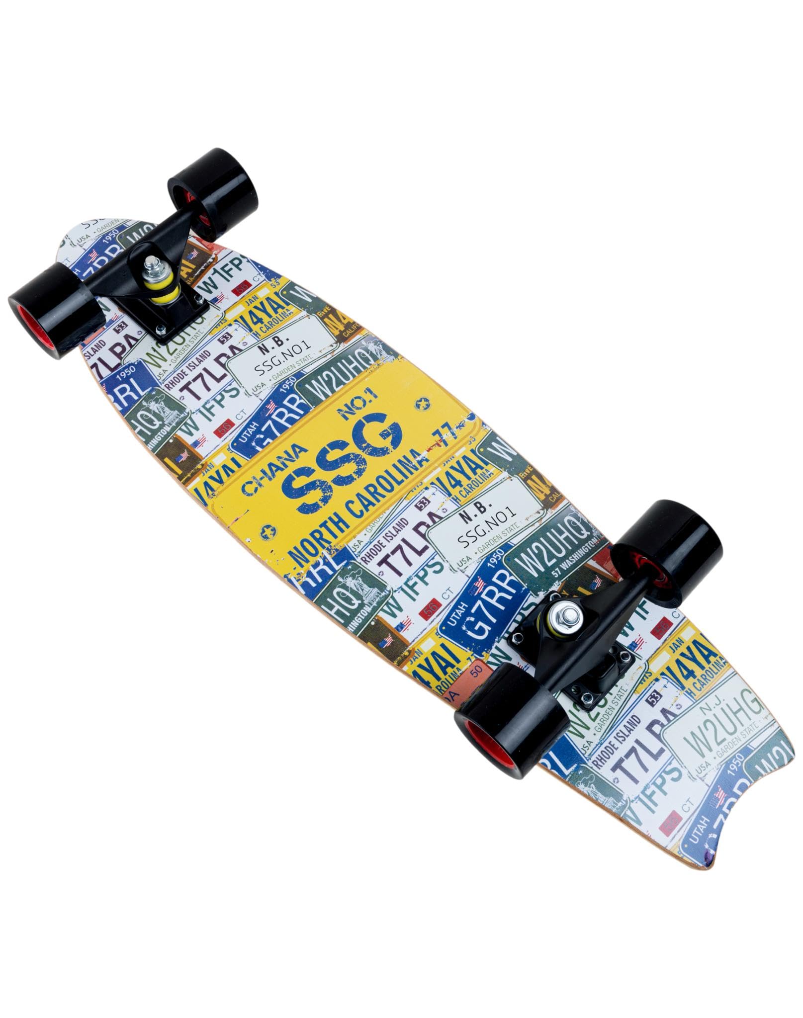 Monopatín Cruiser Skate Tipo Surfskate Plates | Carving y Cruising | Madera de Arce 69 cm | Ejes de Aluminio | Ruedas PU 60x45mm | Rodamientos ABEC-7, Material: Madera de Arce