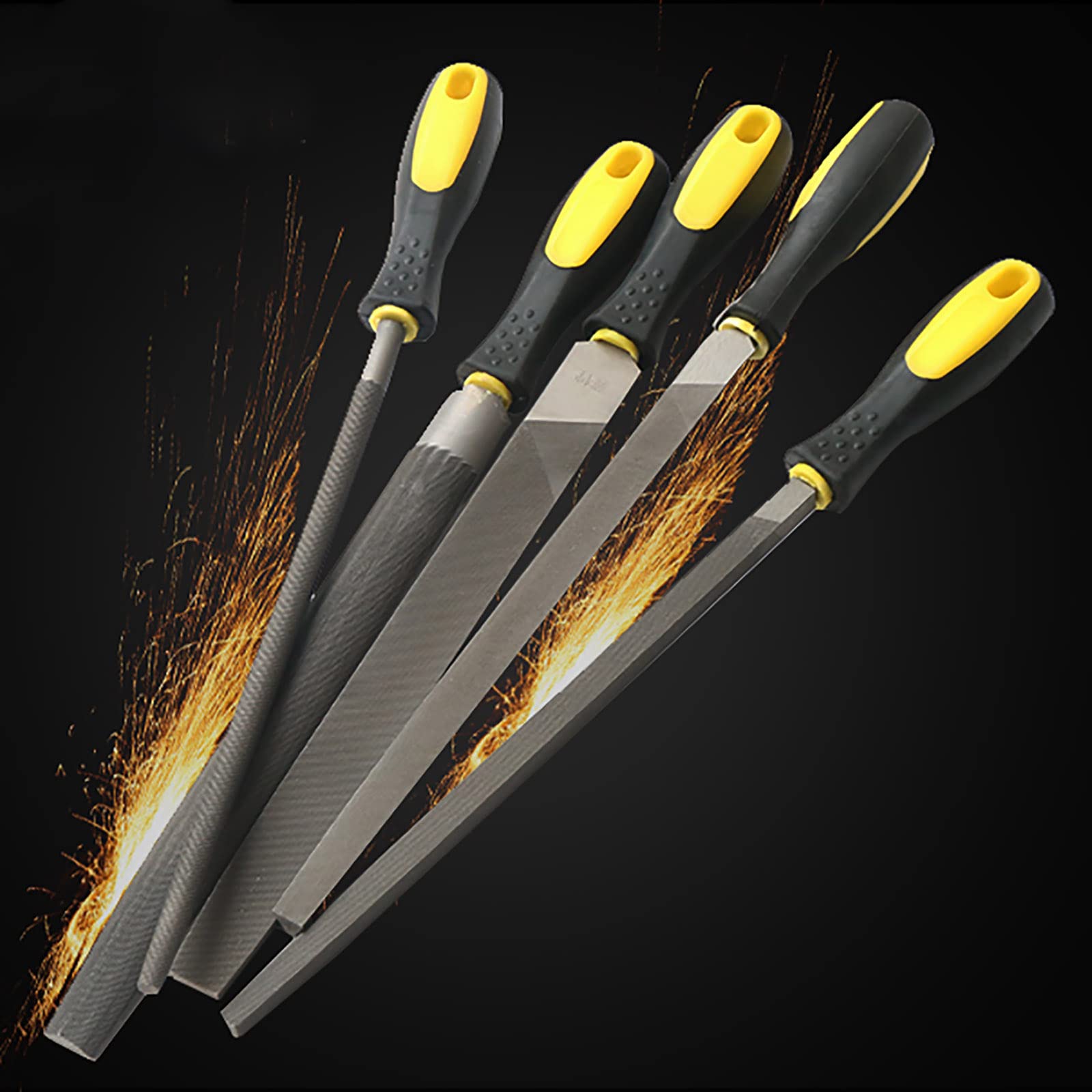 Handwerkzeug-Sets, 5-teiliges Feilen-Set, Metall-Feilen-Set mit zweifarbigem Griff, Holzraspel for Metall, Holz, Glas, Kunststoff, Leder (Größe: 260 mm)