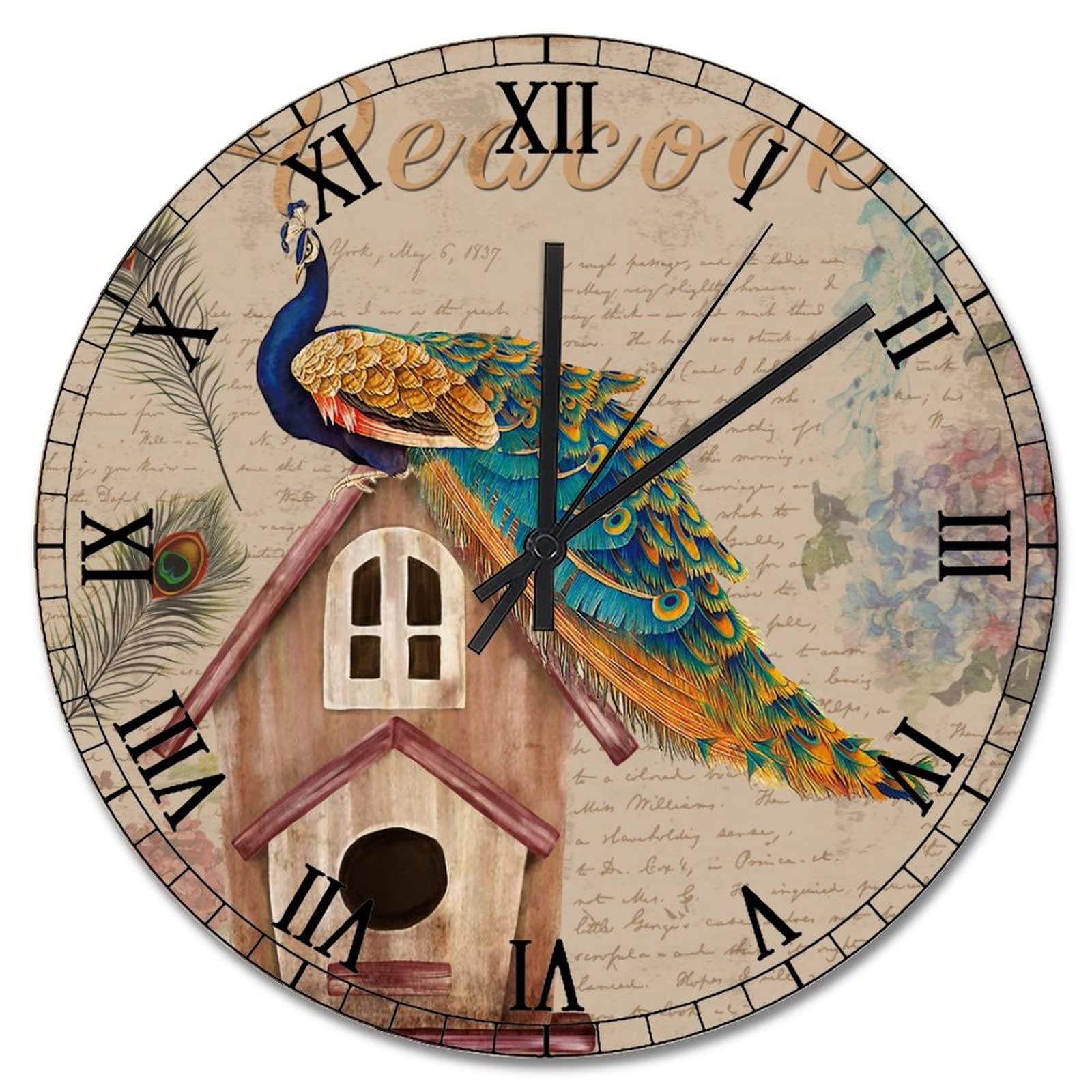 Horloge murale paon bleu pour chambre a coucher sommeil paisible garanti