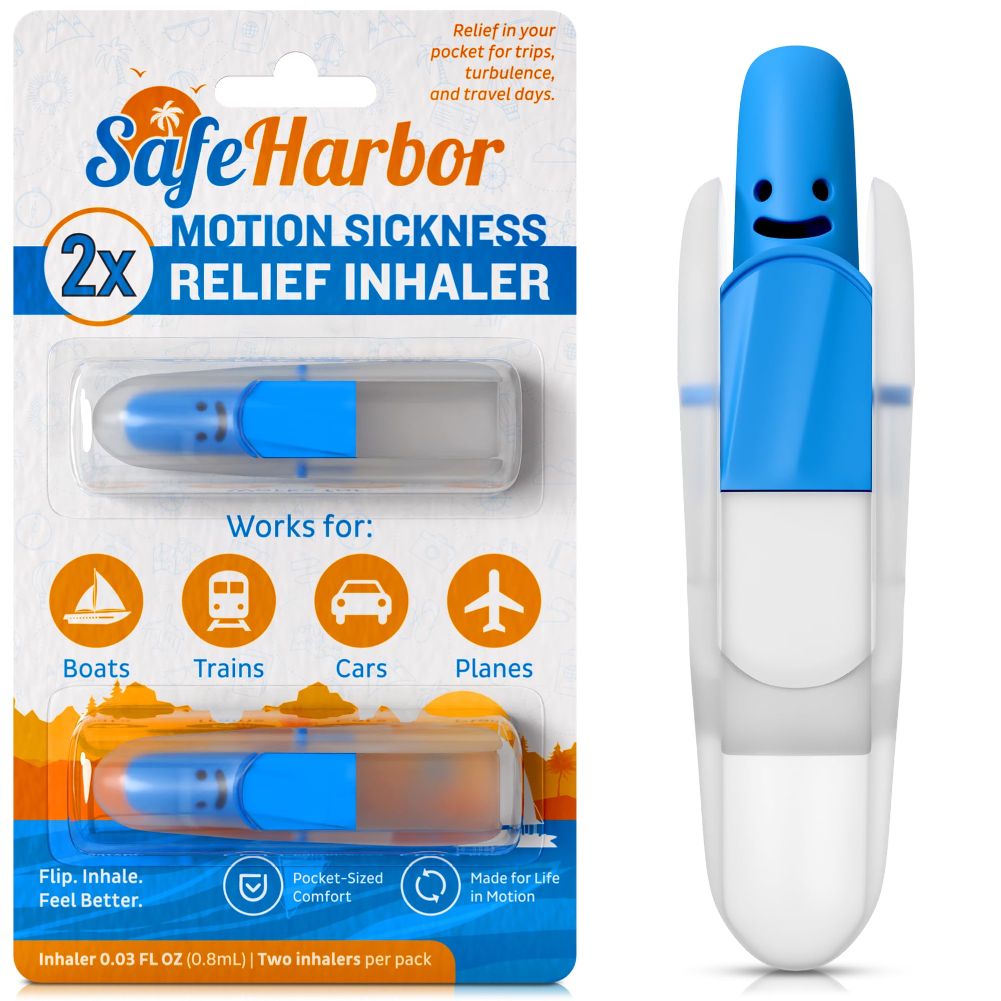 SafeHarbor Motion Sickness Relief Inhaler, 2-Pack