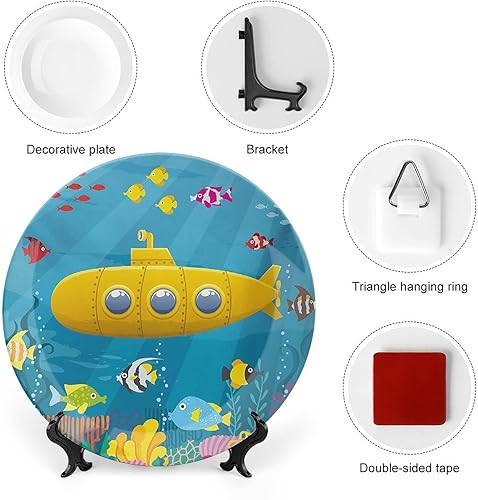 Miniatura 10 de XISUNYA Plato decorativo de 7 pulgadas, cerámica Ying Yang, signos de Yin Yang con estampado de estilo hippie para colgar en la pared para cenas