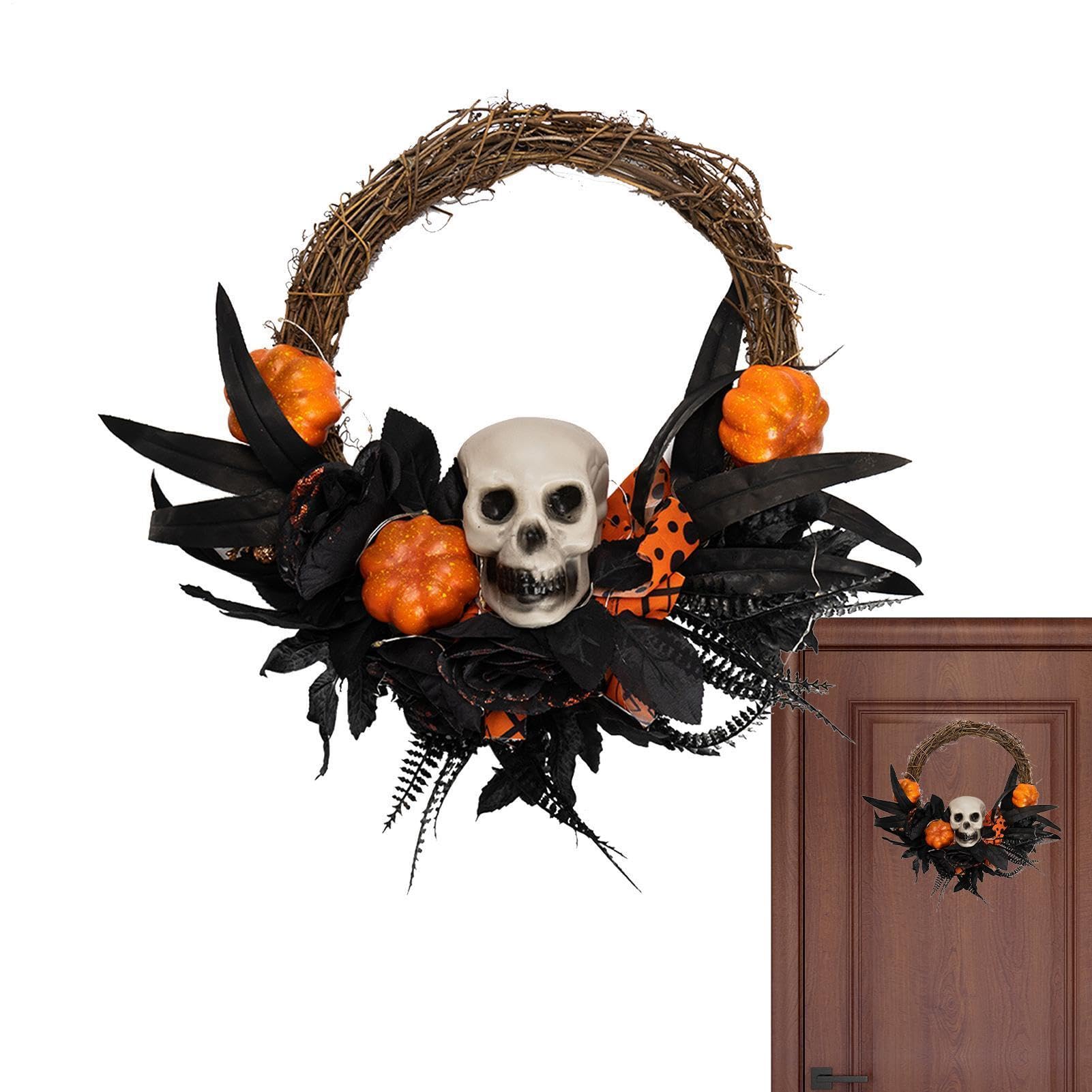 Corona Halloween Letrero Artesanal LED Hueso Artificial