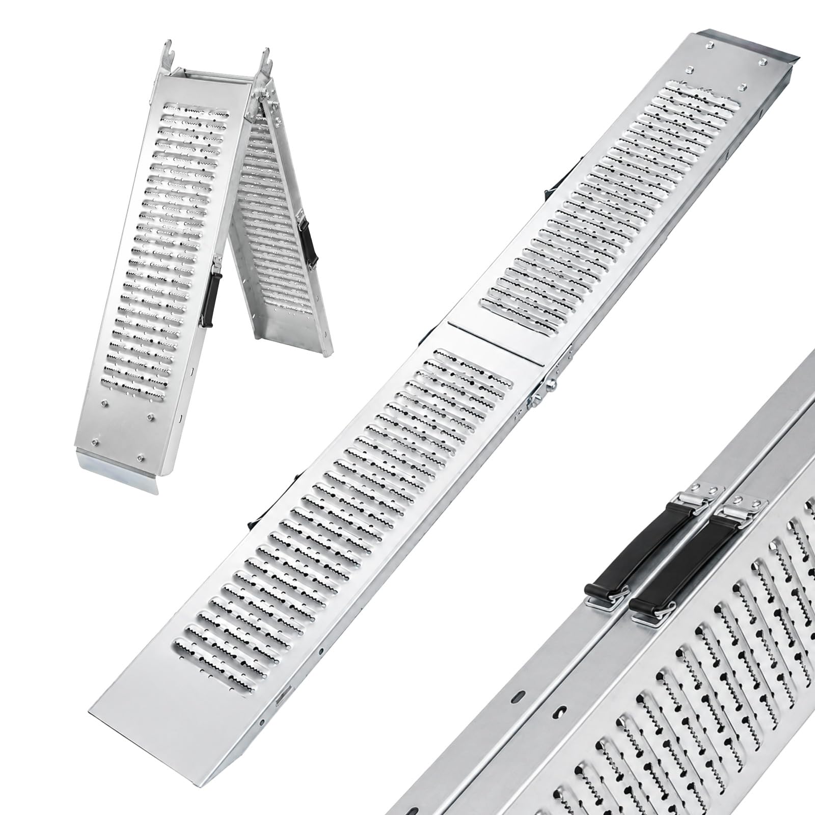 TRUTZHOLM Auffahrrampe klappbar, 189 cm, Tragkraft 200 kg, Stahl grau, geriffelt