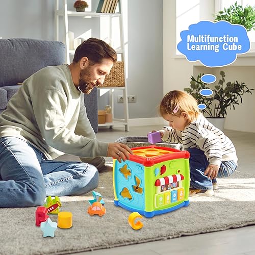 Miniatura 4 de Juguetes para niños de 1 año, juguetes para bebés de 6 a 12 meses, cubo de actividades musicales de aprendizaje temprano, juguetes para bebés de 12
