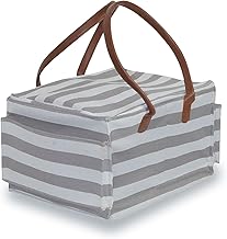 HIPPO Cute Diaper Caddy Bag with Lid Protection X-LARGE Size for Smart Mothers Baby Diaper Caddy Organizers, Nursery, Portable (GREY-STRIPES)