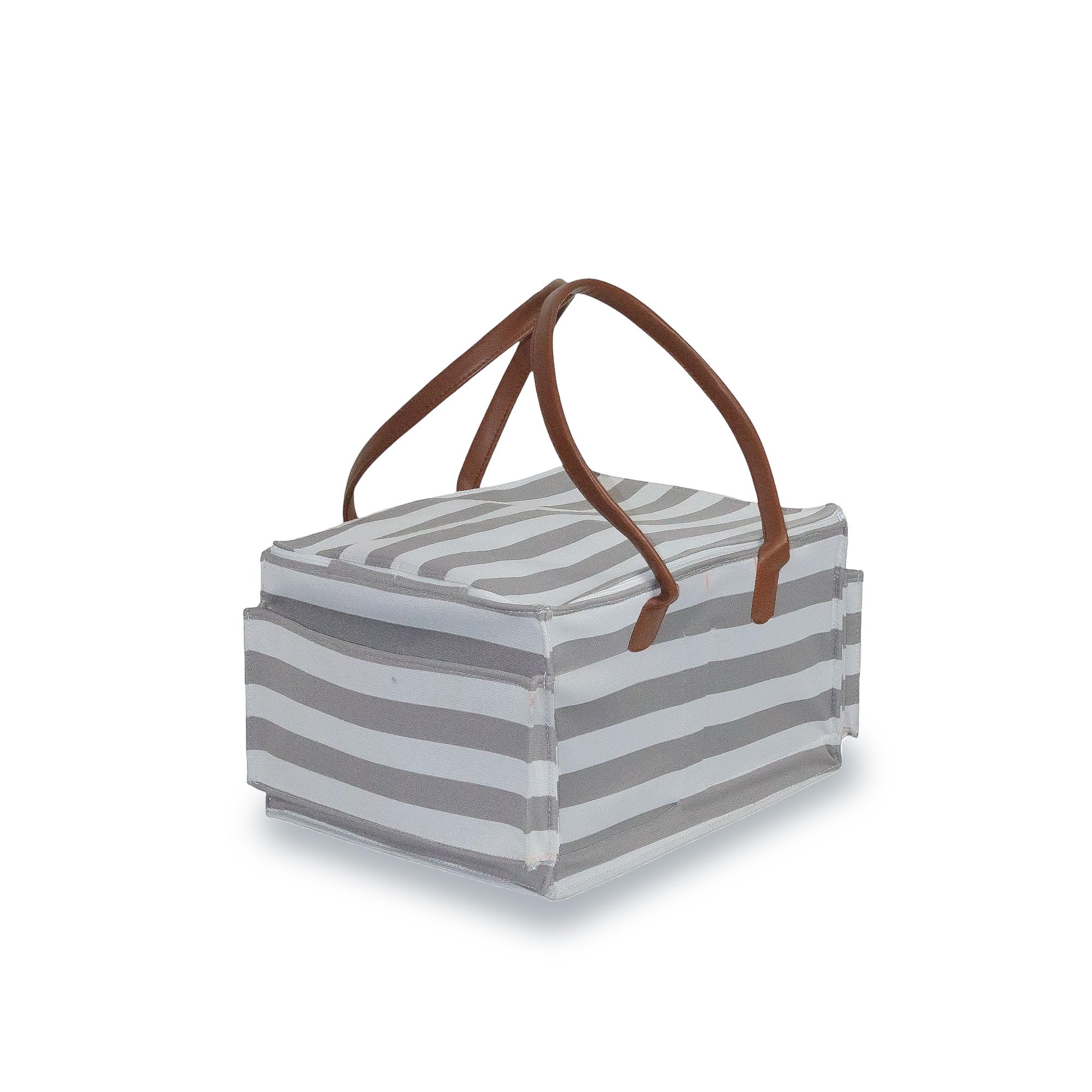 HIPPO Cute Diaper Caddy Bag with Lid Protection X-LARGE Size for Smart Mothers Baby Diaper Caddy Organizers, Nursery, Portable (GREY-STRIPES)-image-46