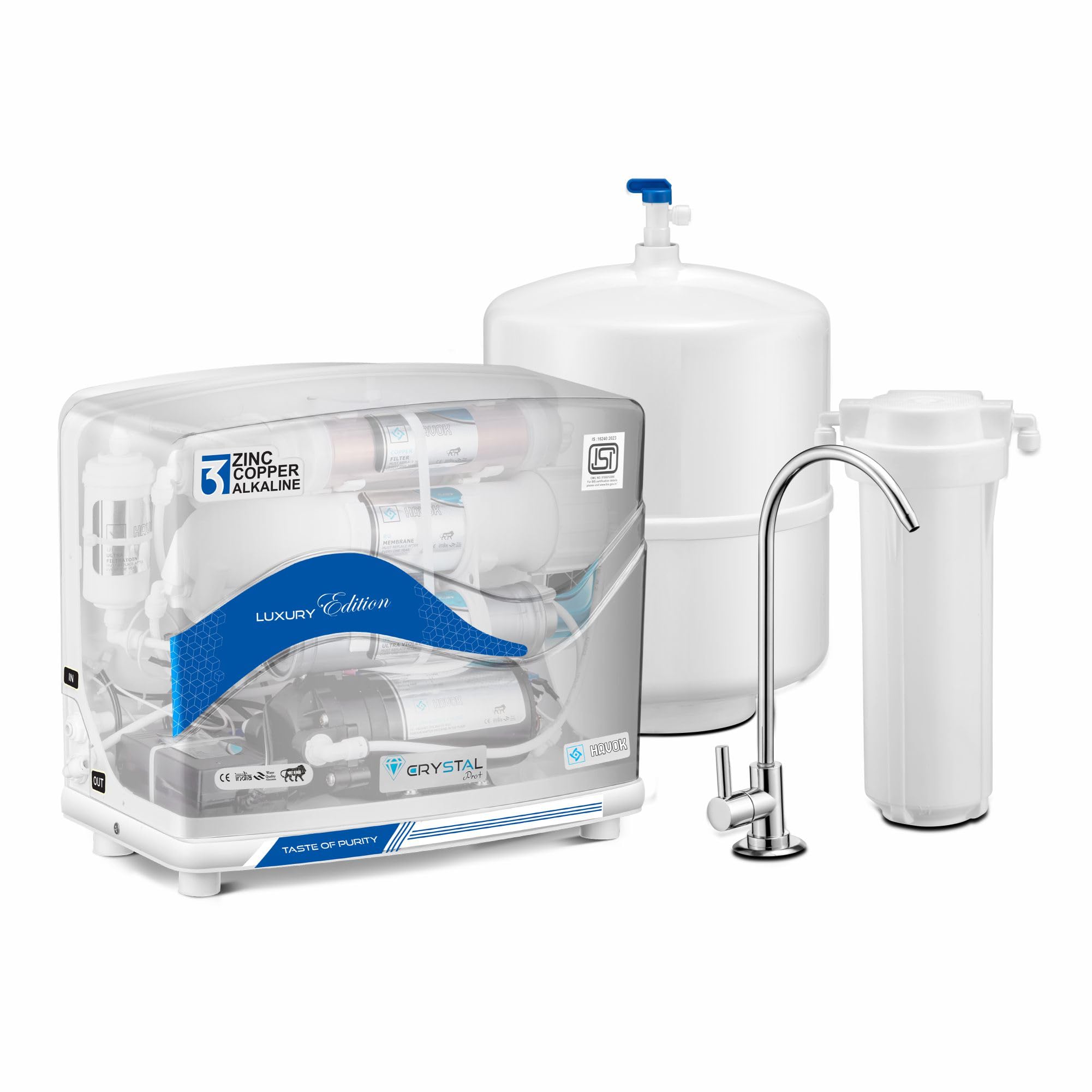 Havok Under Sink RO Water Purifier | Alkaline Copper Zinc Technology | 8 Litre Storage Tank | Space Saving Kitchen Water Filtration System with High Capacity Filters & Dedicated Faucet | White-image-10