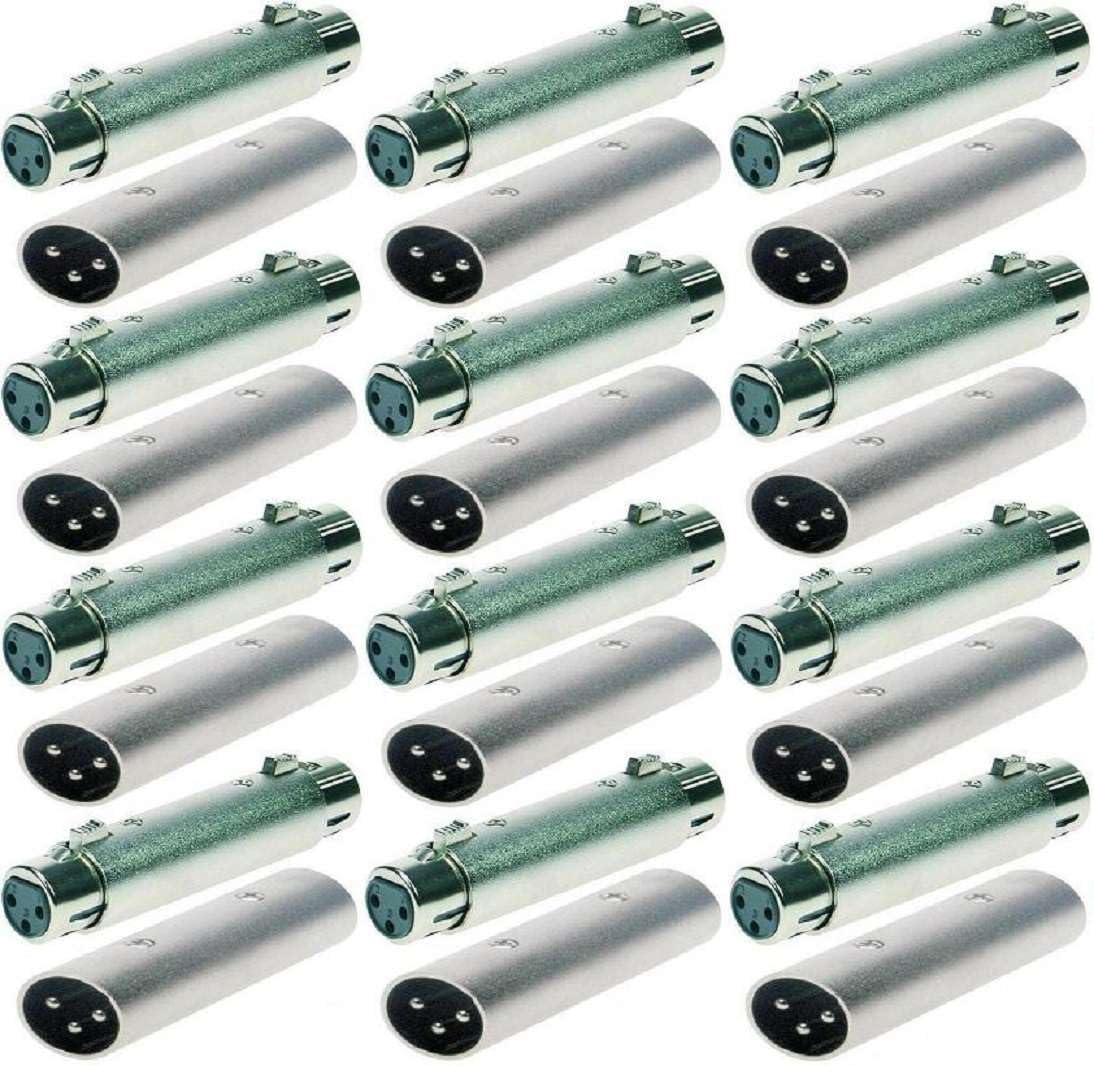 Adam Hall 12 Sets Connectors Ganzmetall Adapter Verbinder Konverter - XLR 3 pol Female Kupplung auf XLR 3 pol Female Kupplung Buchse + XLR Stecker auf XLR Stecker