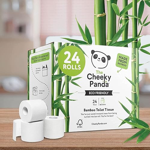 Miniatura 7 de The Cheeky Panda Papel higiénico de bambú a granel  24 rollos con 200 hojas suaves cada uno (6 paquetes de 4 rollos)  Papel de seda de bambú fuerte