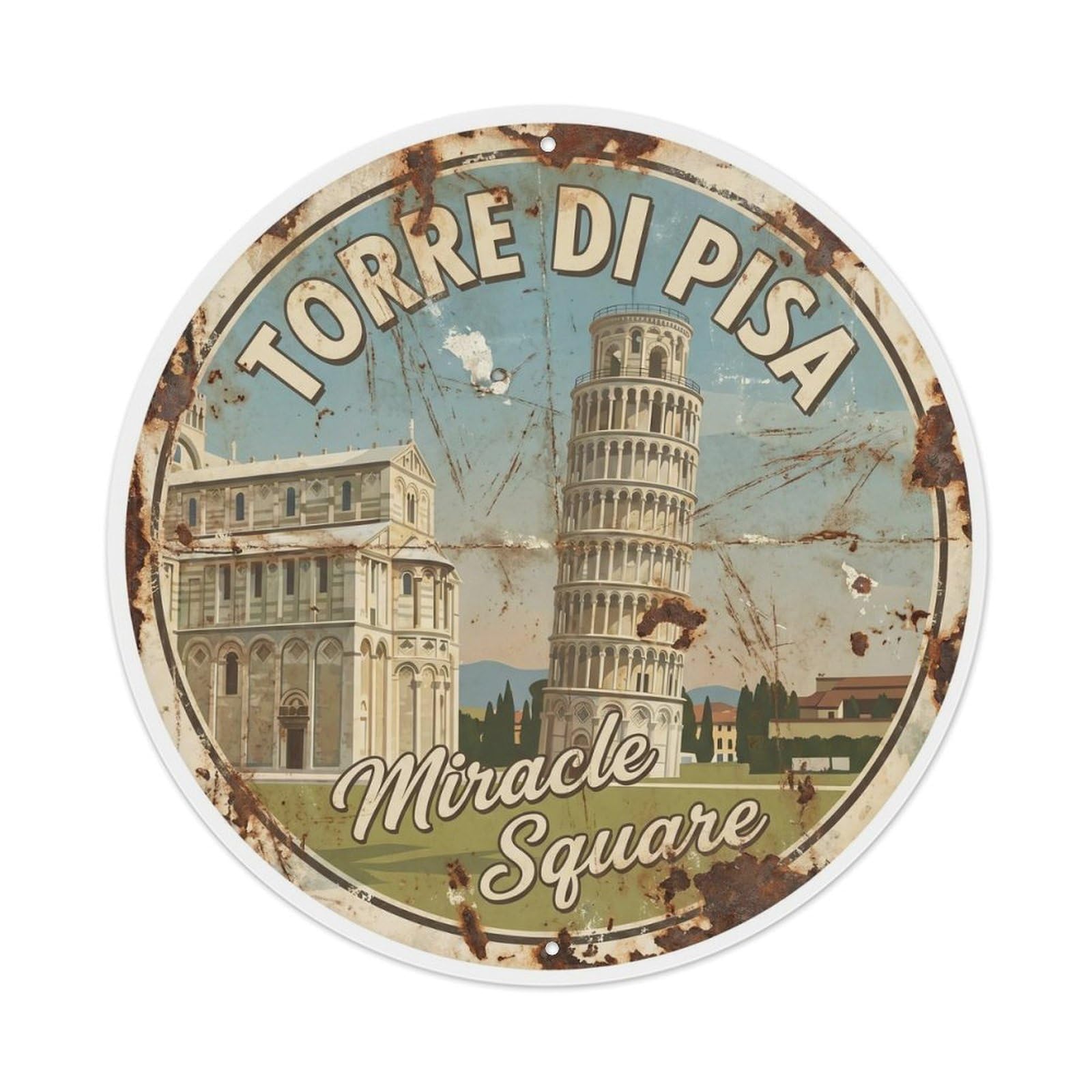 Fqnyr Style Vintage Travel Leaning Tower Pisa 3 Metal Tin Sign