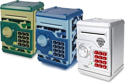 3 huchas electrónicas para niños, 3 unidades, gran juguete de regalo para niños y niñas, caja de ahorro de dinero con contraseña, regalo perfecto