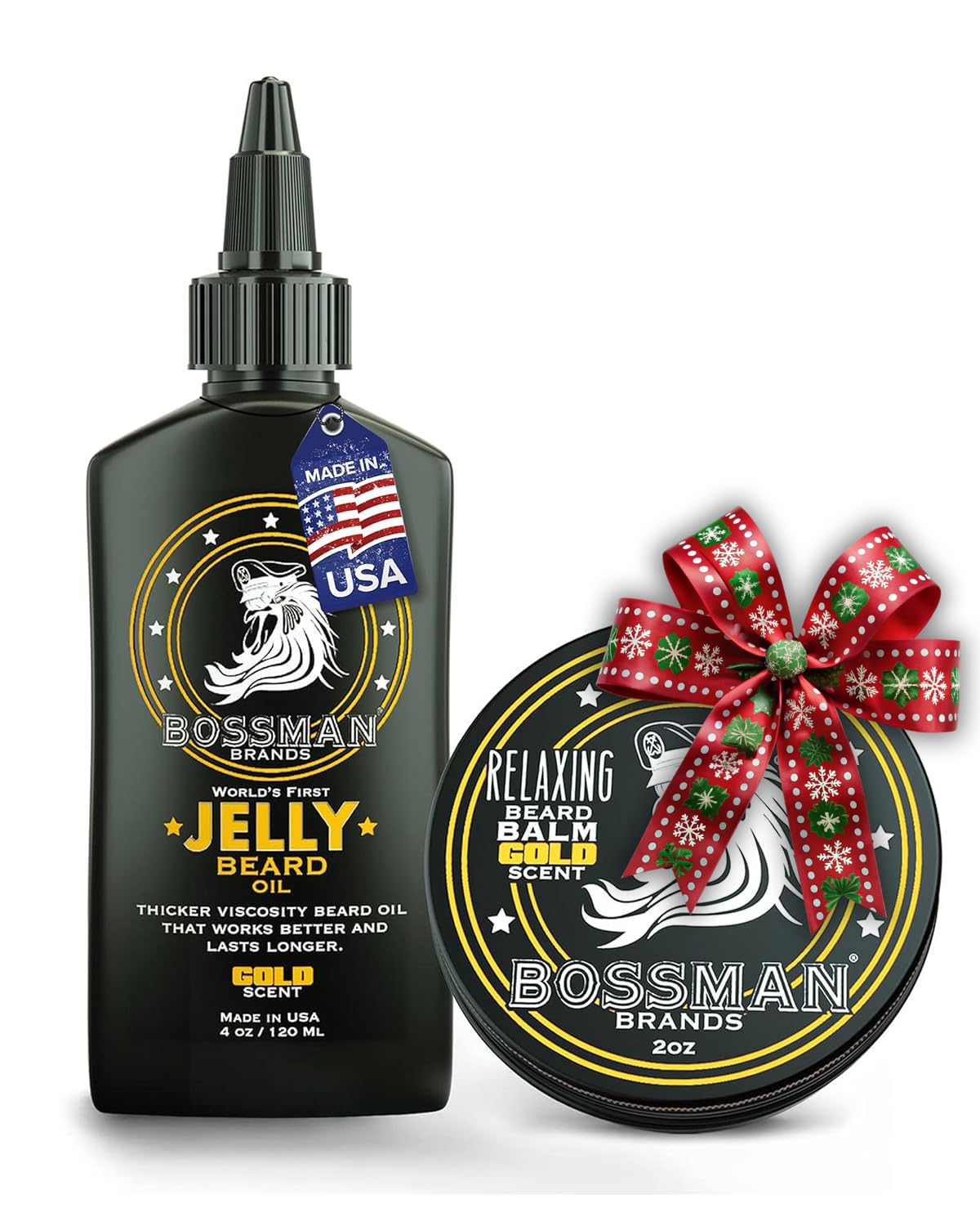 Bossman Jelly Beard Oil for Men & Beard Balm for Men Combo - Gold Scent