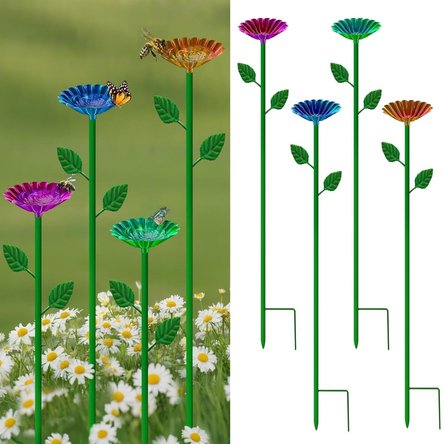 4 abbeveratoio per api da giardino, coppe per api, abbeveratoio in ferro, stazione d'acqua per api, stazioni di abbeveraggio, abbeveratoio a forma di fiore per balcone e giardino