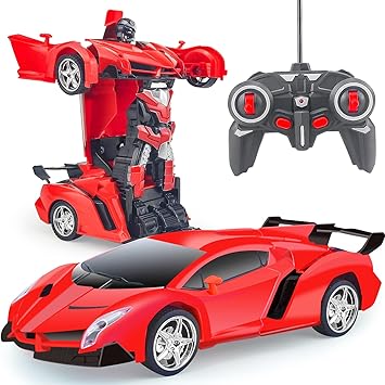 Amazon Co Jp Tcvents ラジコンカー ロボット 変形 車おもちゃ 変身 Ledライト付き ラジコン 車 リモコン 1 18 Rcカー 多機能ロボットおもちゃ ロボット変換 Led搭載 360度回転 こども向け 子供 おもちゃ 赤外線コントロール 誕生日 クリスマス プレゼント 赤 おもちゃ