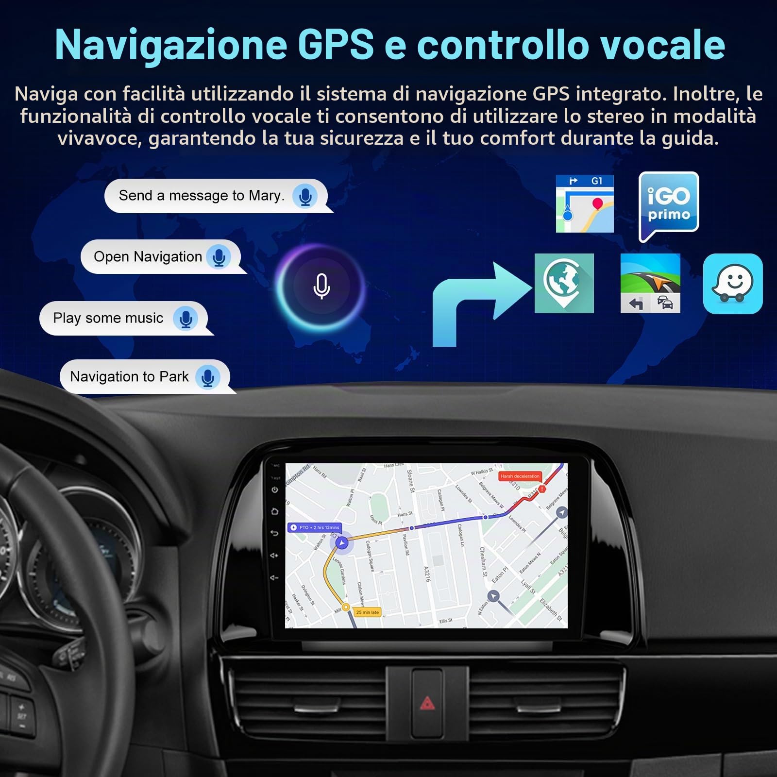 2GB+64GB Autoradio Android per Mazda CX-5 2012-2015 con CarPlay&Android Auto Senza Fili, 9 Pollici Touchscreen Auto Radio con EQ DSP, WiFi, Navigazione GPS, FM RDS, Bluetooth+Telecamera di Retromarcia